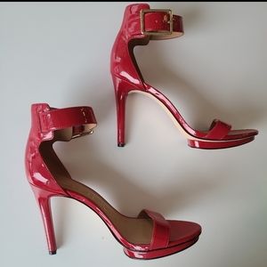 Calvin Klein Vivian Red Patent Ankle Strap Heels 9